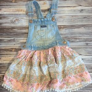 Jordache Denim Overall Flowery Bottom Dress, Sz 3T